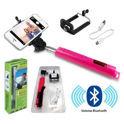 Baston Selfie Stick Bluetooth Con Zoom Rosa